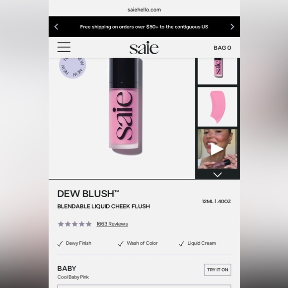 Saie Dew Blush Shade Baby New in box - Picture 7 of 7